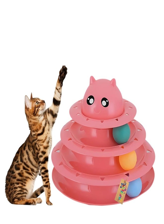 Western Era Cat 3 Level Toy - Engaging Multi-Tier Interactive Play Tower with Rolling Balls for Cats and Kittens, Promotes Mental Stimulation & Physical Activity, Durable Entertainment for Active Pet - Image 1